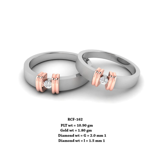 Stylish ring in rose gold and platinum mix -